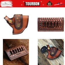 TOURBON Leather Mini Revolver Derringer Holster/6 Round.38 357 Handgun Belt Case