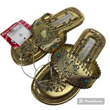 Nwt Sanrio Hello Kitty Metallic Gold Thong Sandals Shoes toddler girls 9 New