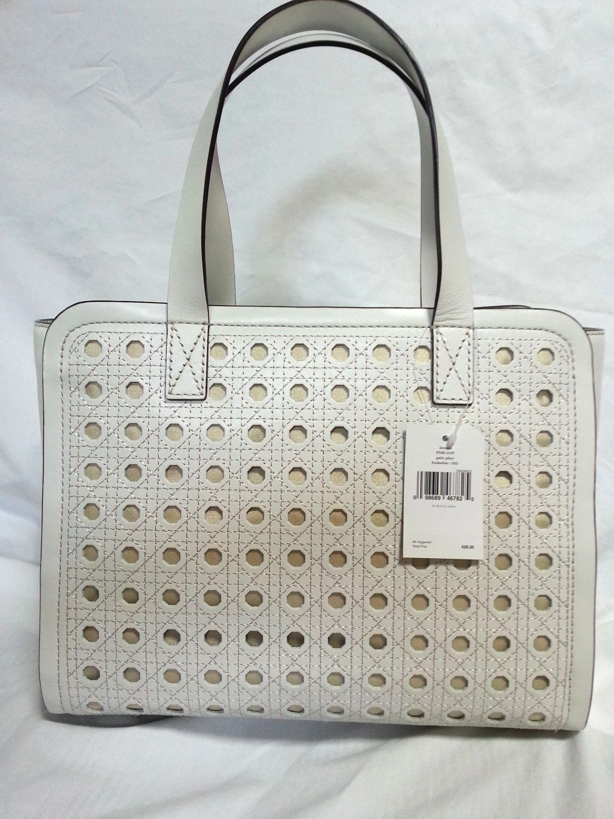 Borsa tote Kate Spade New York Patio Place Kimmie in pelle bianca fresca nuova con etichette prezzo consigliato: $ 428
