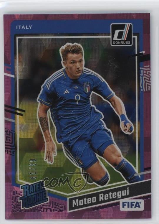 2023-24 Panini Donruss FIFA Rated Rookie Pink Cubic 61/99 Mateo Retegui #187 i4v