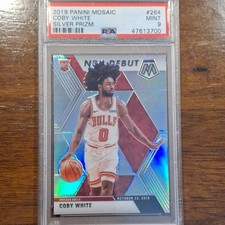 Panini 2019-20 Mosaic Coby White Rookie Silver Prizm NBA Debut #264 PSA 9