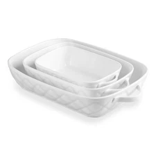 Casserole Dishes for Oven, Baking Dish Set of 3,Ceramic Bakeware Set, Rectang...