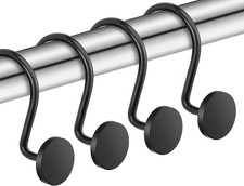 Black Shower Curtain Hooks, 12 Pieces, Metal, Shower Curtain Rings, Modern Decor