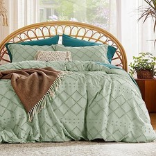 Boho Duvet Cover Queen Size - Queen 90" x 90" 13 - Sage Green No Comforter 
