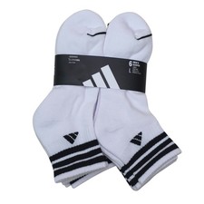 Adidas Mens Climacool Cushioned Quarter Socks 6-Pack Large White/Black Striped