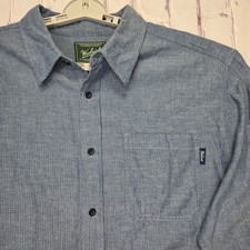Woolrich Mens XL Blue Herringbone Button Down Soft Shirt Long Sleeve Pocket