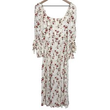 Reformation Dainy Floral Midi Dress White Red Size 2