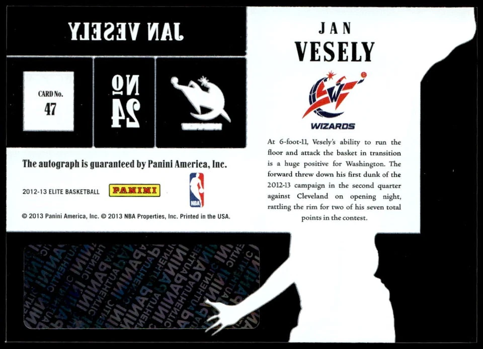 2012-13 Panini Elite #47 Jan Vesely Rookie Inscriptions Auto E1 - Image 2 of 2
