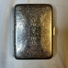 Vintage Ladies Cigarette Card Case Ornate Floral Engraved Metal