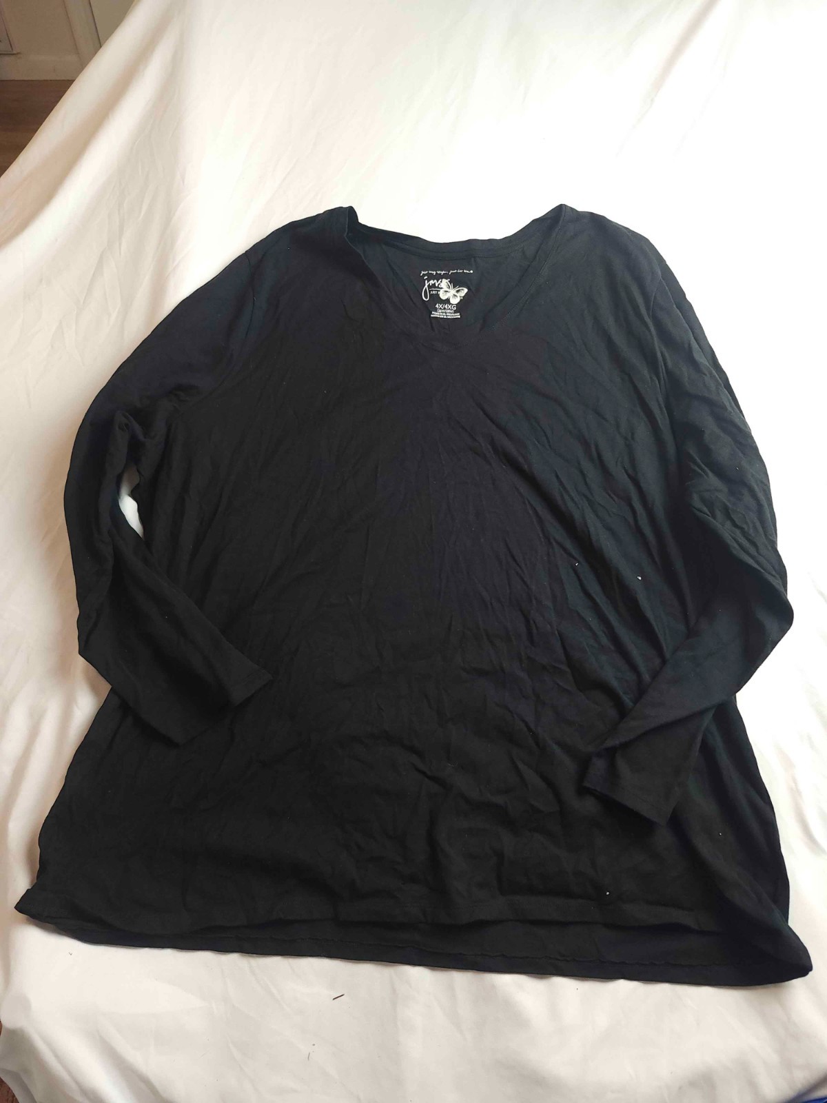 Just My Size Womens Long Sleeve T-Shirt Black Size 4X 26W/28W Casual Lightweight