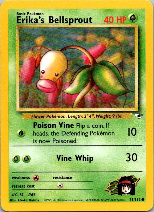 Erika's Bellsprout 75/132 Common Gym Heroes Pokemon Unlimited Lightly Played