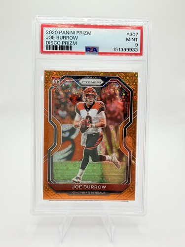 2020 Panini Prizm #307 Joe Burrow Orange Disco Prizm RC Rookie PSA 9