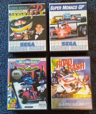  Sega Game Gear 4 Spiele Bundle Super Monaco GP 1 + 2, Road Rash und Micro 2 
