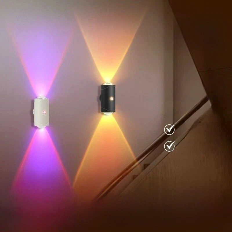 Aplique de pared LED RGB magnético sensor de movimiento recargable...