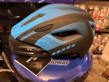 Brand New Victgoal Bicycle Helmet Blue and Black Detachable Chin Guard MUST OWN!