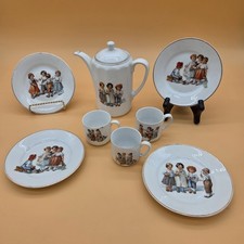 Antique Victorian Child  s German Transfer Cup Tea Set Made in Germany 8 pieces