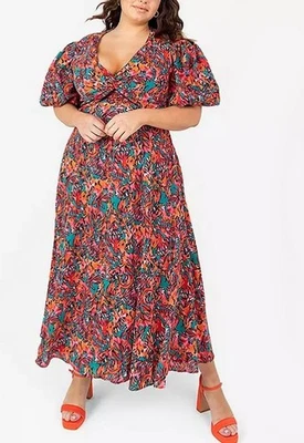 Lovedrobe Luxe Twist Front Cut Out Back Maxi Kleid - Puffärmel UK 16 - Bild 1 von 4