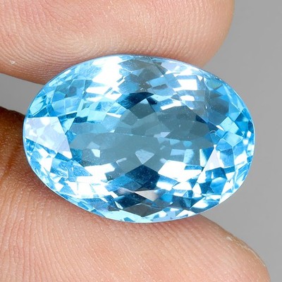 Oval Cut Natürlich Top Swiss Blue Topaz 21,60 ct 19x13,5mm Voll Feuer