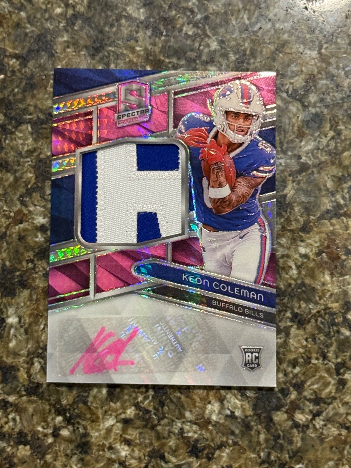 Keon Coleman 2024 spectra pink neon patch auto autograph #217 7/25