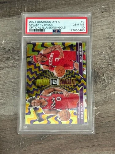 2024 Tyrese Maxey Allen Iverson Optical Illusions Gold /10 PSA 10