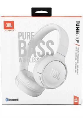 JBL Tune 510BT Wireless Bluetooth On Ear Stereo Headphones Mic Bass White