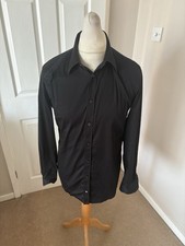 Men’s Black Alexander McQueen Harness Long Sleeve Shirt Size 16