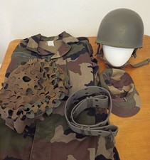 lot Militaria Armée Française TTA Casque / Ceinturon F1 Veste Treillis F2 112L
