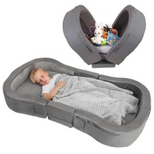 Toddler Travel Bed, Foldable Floor Cot with Washable Cover for Travel, Campin...