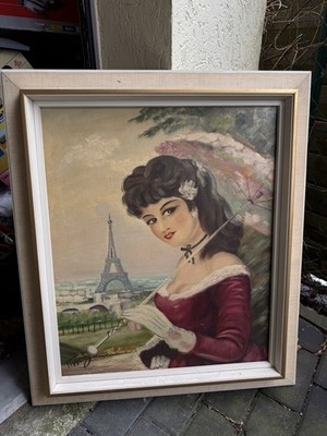Original Ölbild  Paris signiert Eugene Tissot Vintage