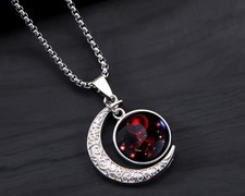 NEW SILVER ZODIAC CANCER HALF MOON NECKLACE 23.5 INCH CHAIN BEAUTIFUL