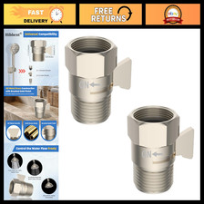 2 Pack Brass Shower Head Flow Control Valve, Metal Handle Shut-Off Regulator, Br