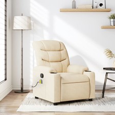 Massage Recliner Chair Cream Fabric 100 polyester , metal, plywood