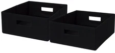 Better Homes & Gardens 2 Pack Half-Size Bin, Black Fabric Storage for Home Use