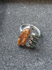 Ring Sterlingsilber roher orangefarbener Kyan...