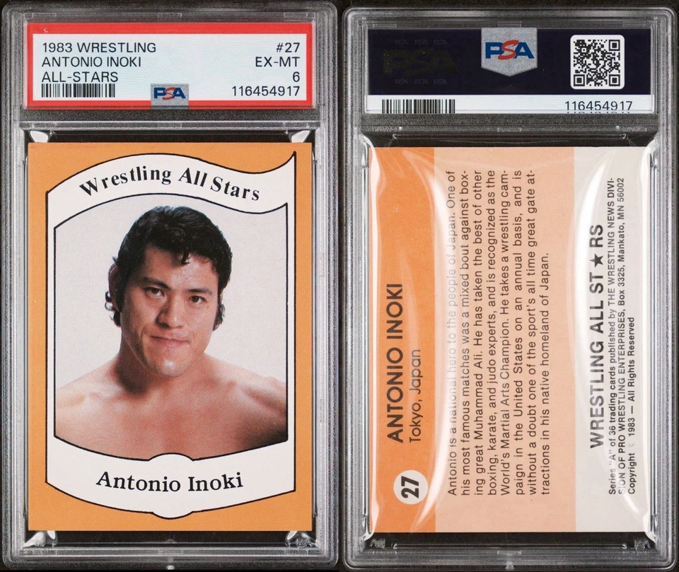 ANTONIO INOKI 1983 WRESTLING ALL STARS SERIES A ROOKIE CARD #27 RC WWF WWE PSA 6 - Image 3 of 3