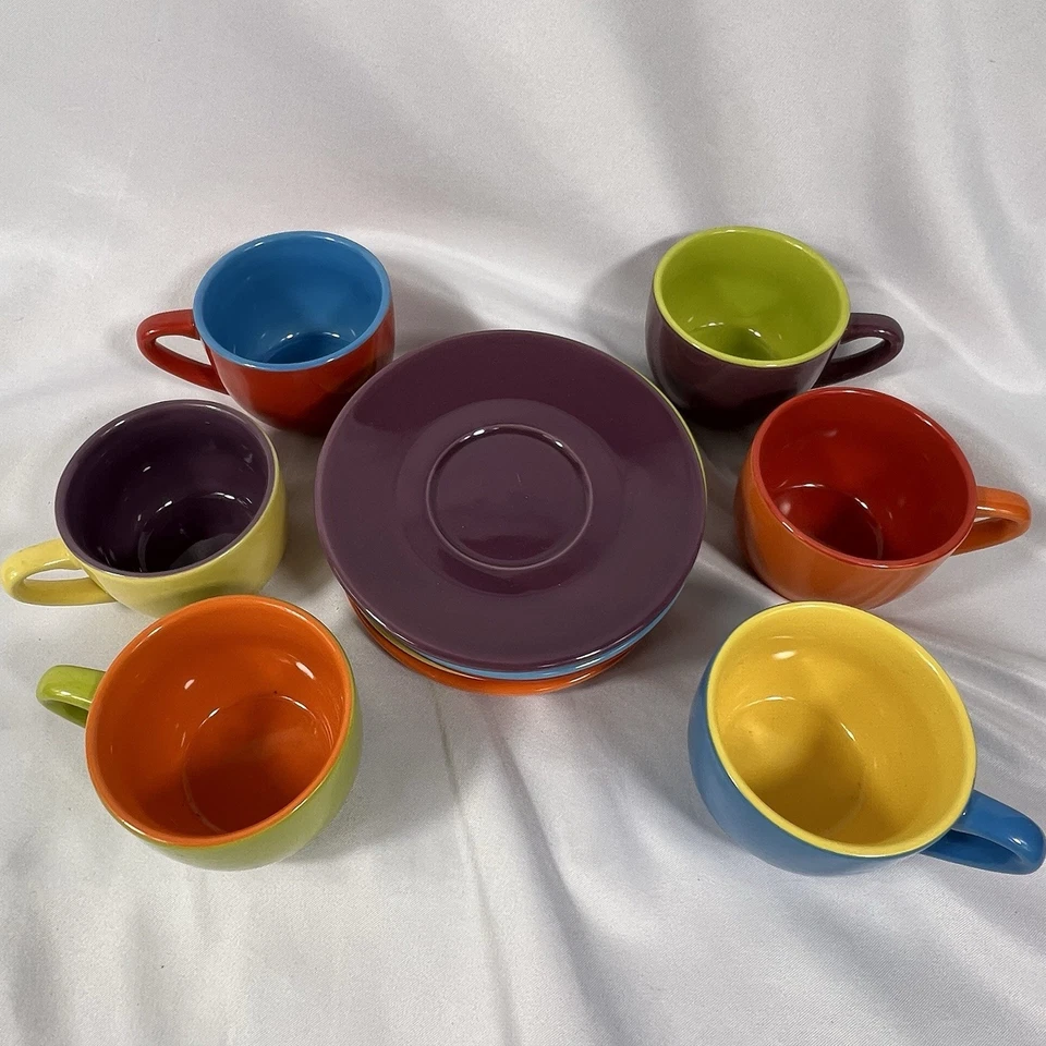 Juego de 6 tazas y platillos espresso BIA Harlequin para comedor de dopamina colores surtidos Foto 4 de 4