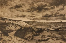 Vintage Schooners On Rocky Coast Maritime Etching Printed on Laid Down Tissue