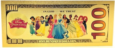 Snow White Disney Princess $100 Novelty 24K Gold Foil Plated Note