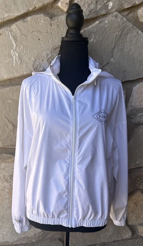 UNDERCOVER Giacca a vento Victoria's Secret Love ROSA con cappuccio S M bianca full zip CE