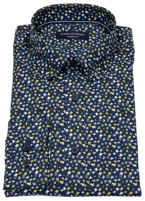 Casa Moda Hemd Casual Fit Under Button Down blau / gelb
