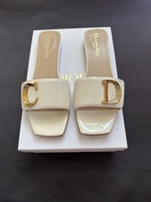 Christian Dior C  est Dior Patent Leather Off White Slide Sandals Size 39.5 BNIB