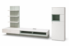 NP 5.045€ Venjakob Wohnwand Kristallweiß matt Jadegrün matt modern Wohnzimmerset