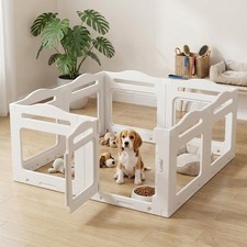 Clear Acrylic Dog Playpen 49.6''x49.6''x23.6", Indoor Pet Kennel Fence for Puppy