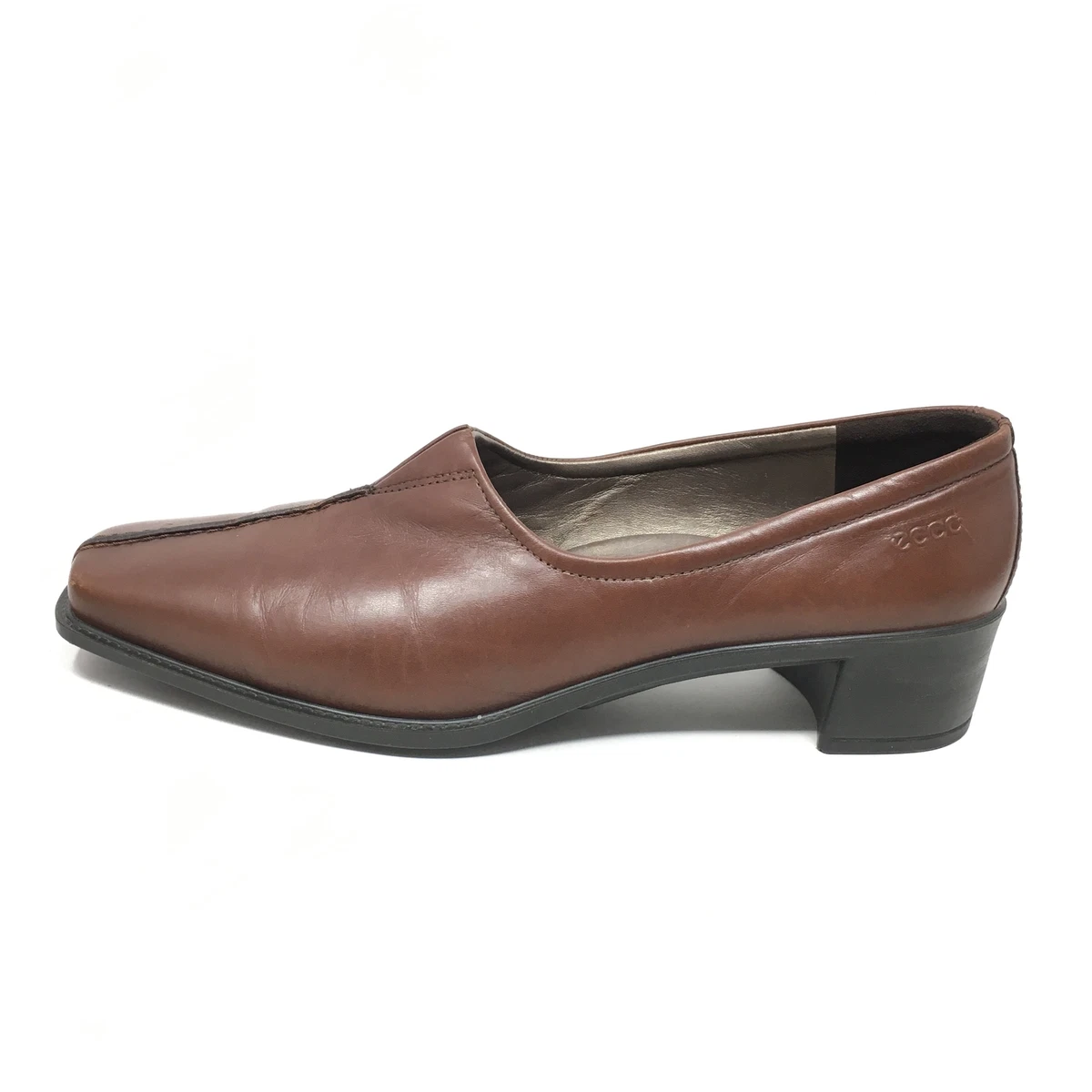 Women s Ecco Clogs Pump Heels Shoes Size 39 EU 8 8.5 US Brown Leather Slip On X6