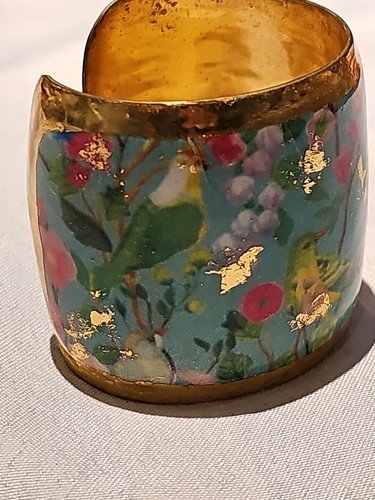 Evocateur Enameled 2" W Evocateur Gold Leaf Open Cuff Bracelet free shipping - Picture 14 of 14