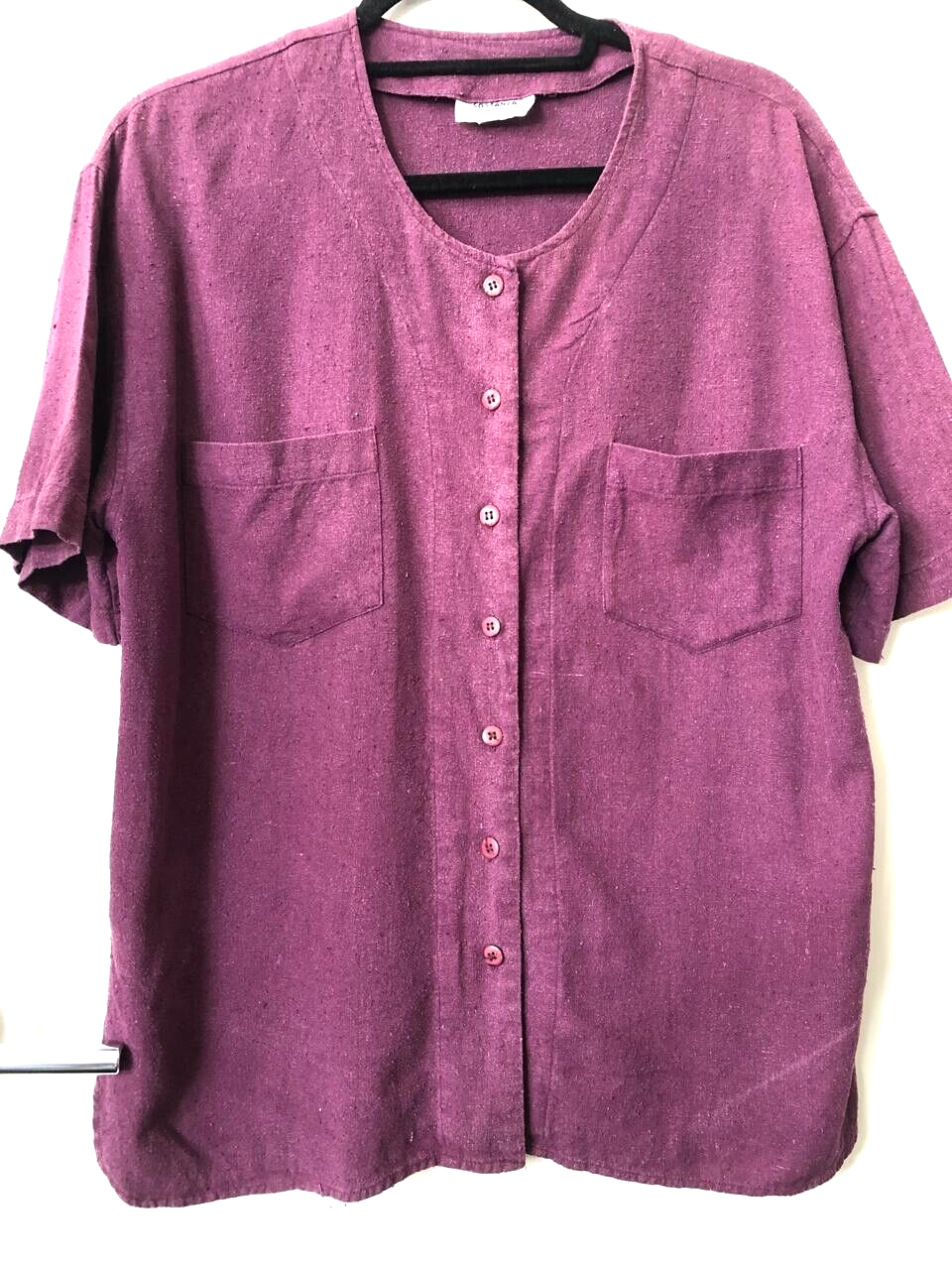 Sostanza camicia donna viola fuxia testurizzata fila tasche seta vestibilità M UK 16