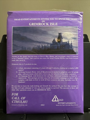 Call of Cthulhu RPG, Grimrock Isle, Triad Entertainments #0002, BRAND NEW SEALED - Picture 3 of 8