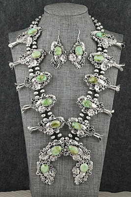 Turquoise & Sterling Silver Squash Blossom Set - Harry B. Yazzie