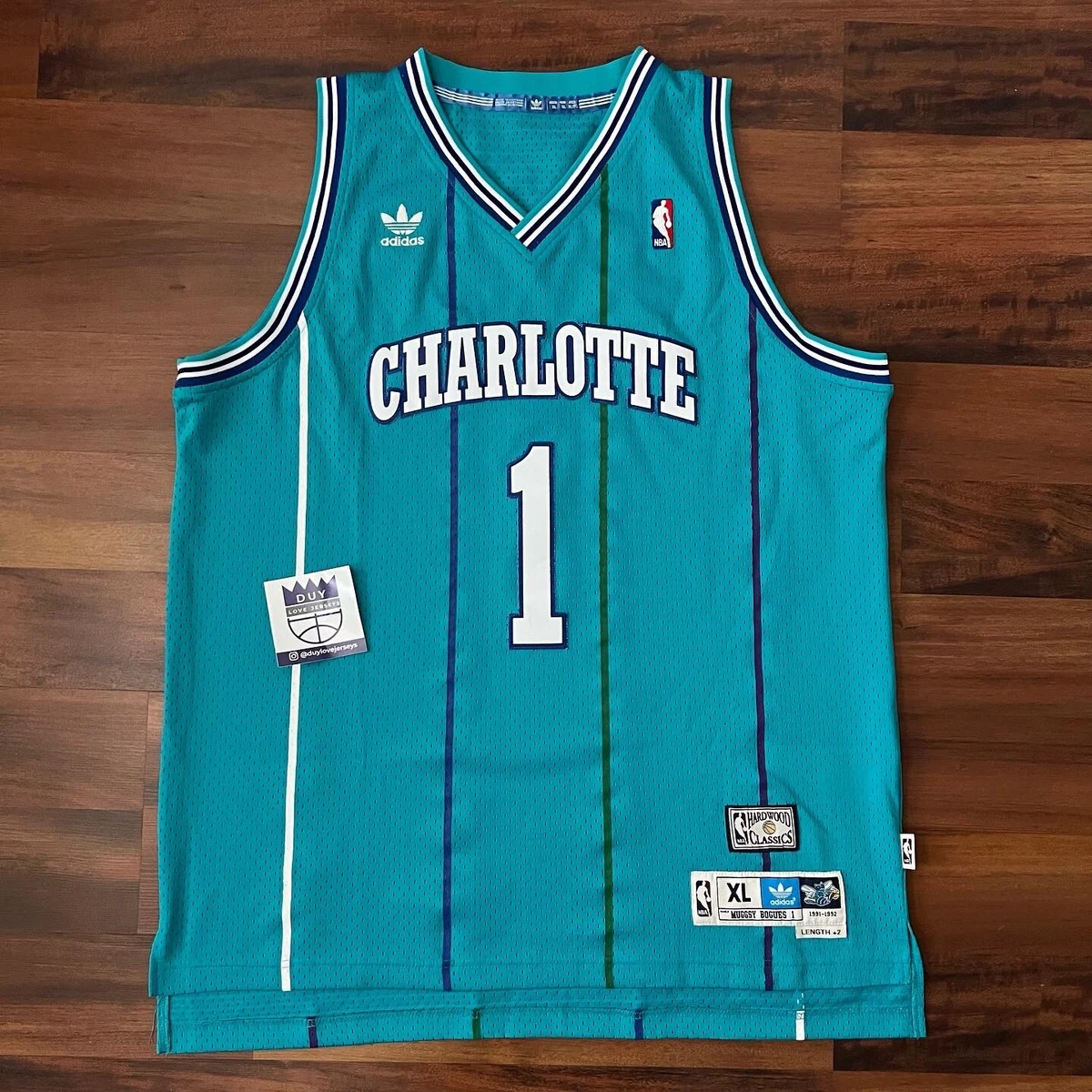 NBA Adidas HWC Charlotte Hornets Muggsy Bogues Swingman Jersey Men Sz XL
