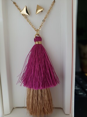 NIB Lily Sky Purple And Gold Tassel Long Necklace And Earring Set | eBay